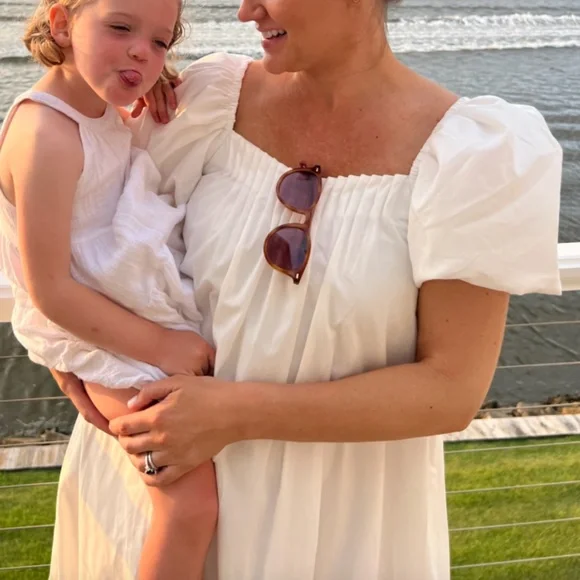 De Loreta x Tuckernuck White and Navy Kion Midi Dress, S, Like New - Picture 2 of 7